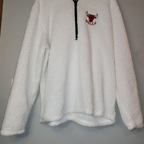 Women's Chicago Bulls 1/2 Zip Fleece Pullover Hoodie Jacket Sz XL White - Picture 5 of 8
